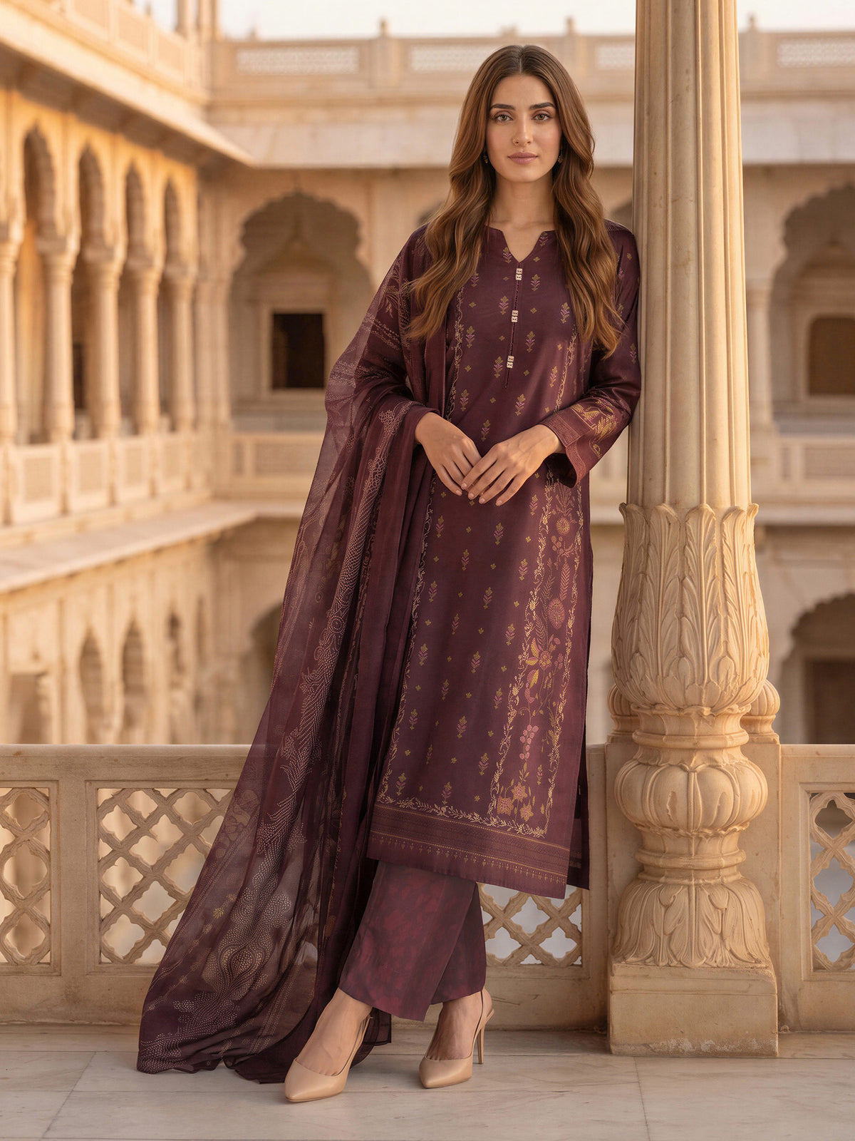 3 Piece Blended Khaddar Suit (Unstitched)