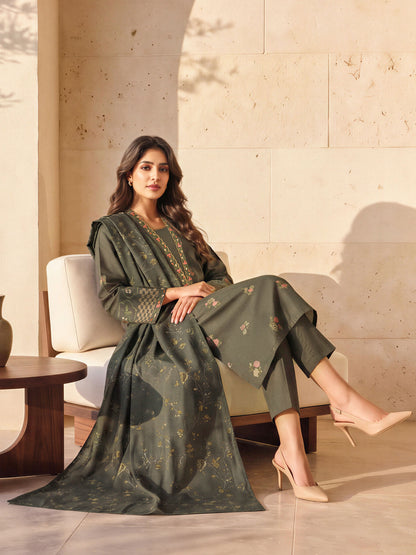 3 Piece Khaddar Suit- Embroidered (Unstitched)