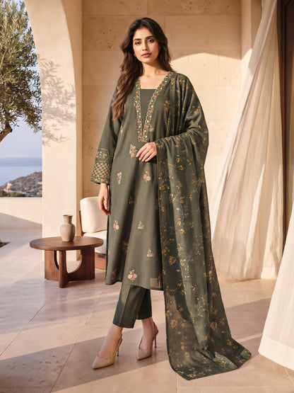 3 Piece Khaddar Suit- Embroidered (Unstitched)