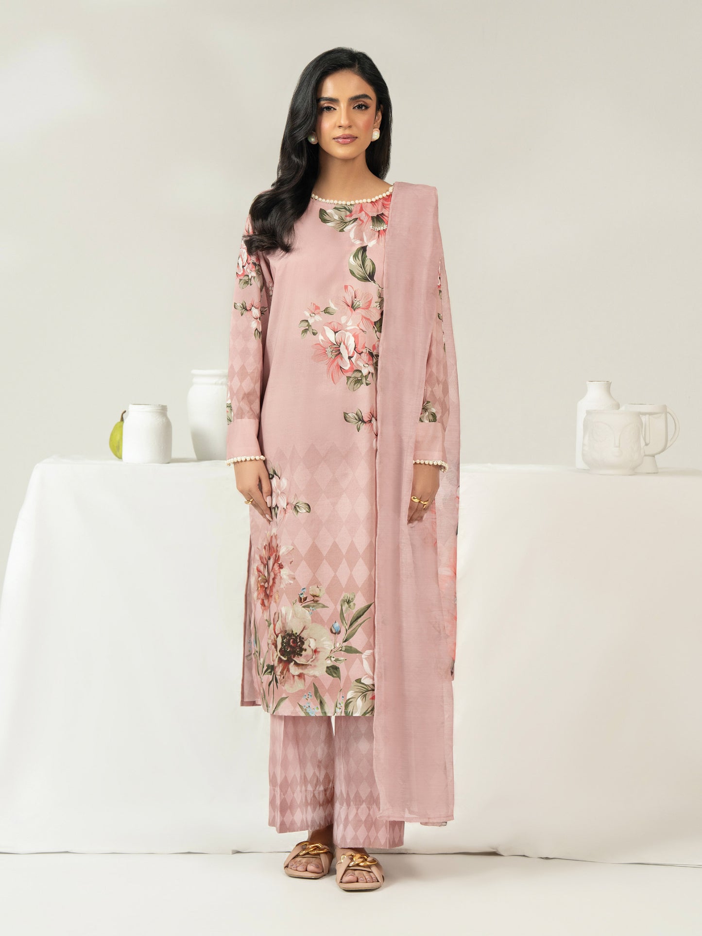 3 Piece Cambric Suit-Printed (Unstitched)