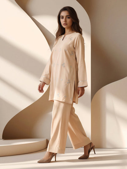 Raw Silk Co-ord Set - Embroidered