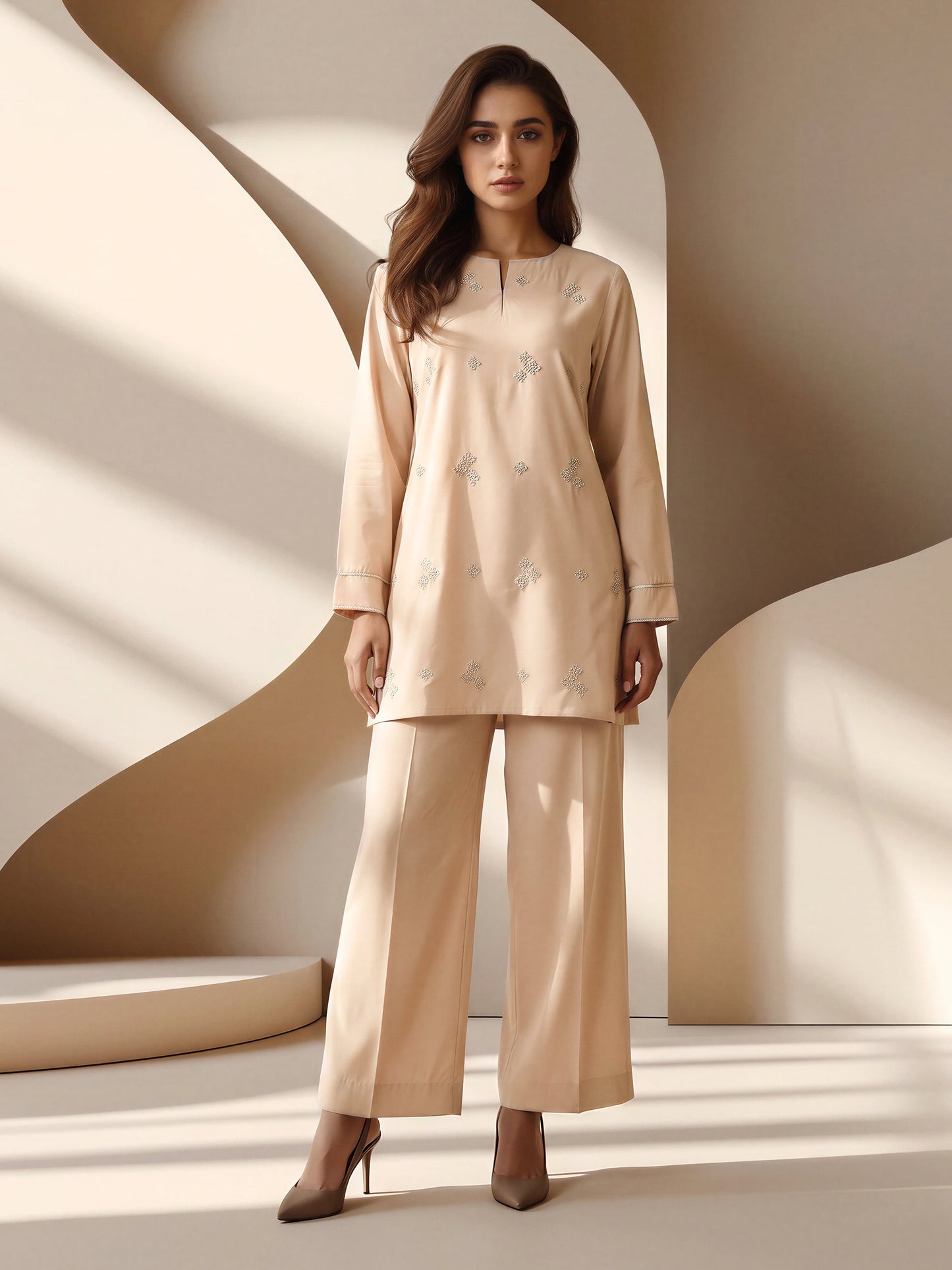 Raw Silk Co-ord Set - Embroidered