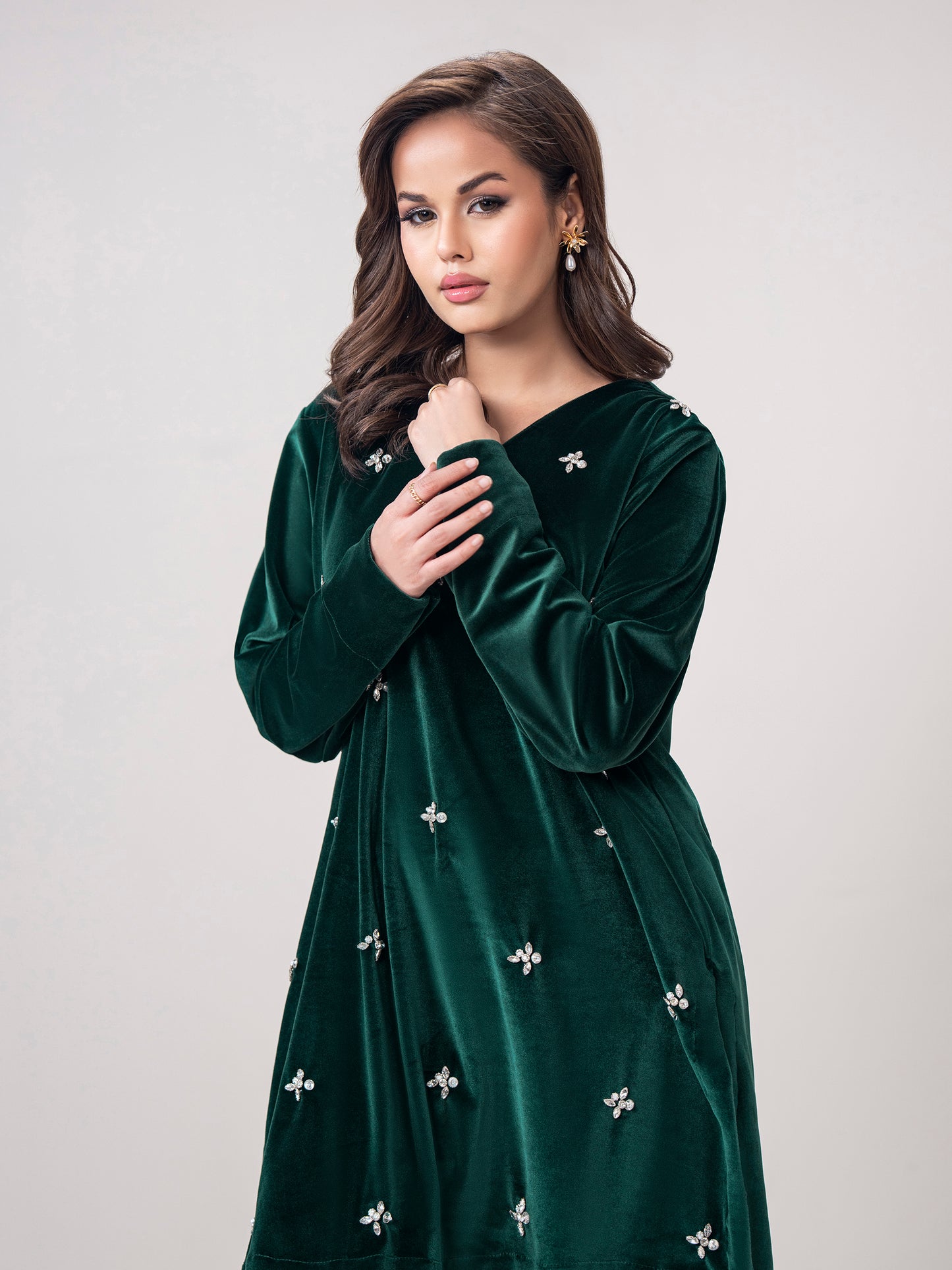 Velour Co-ord Set- Embroidered