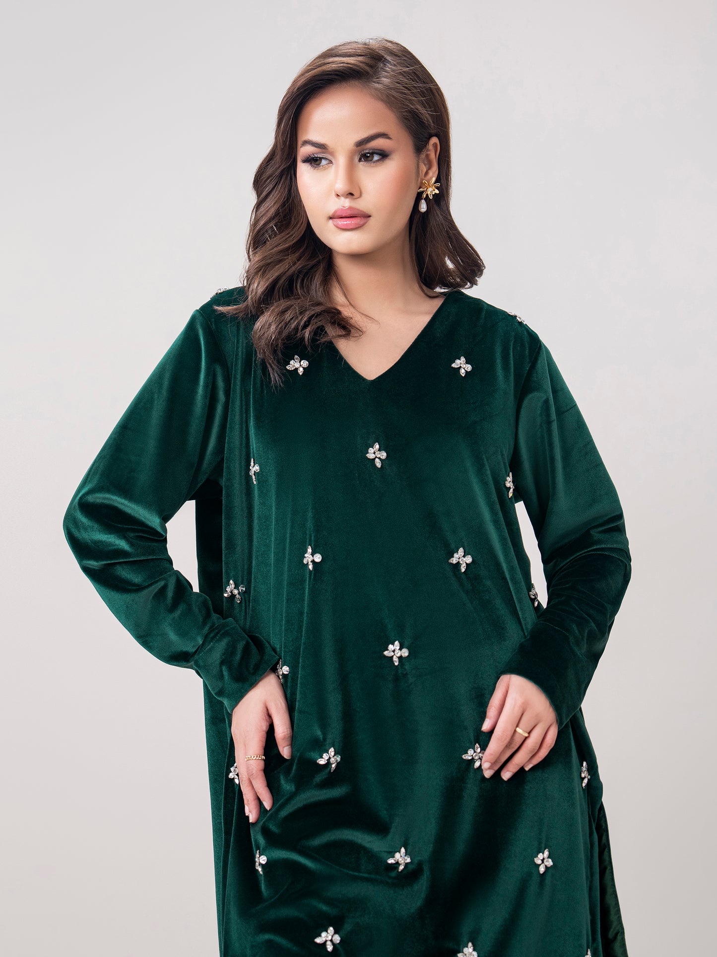 Velour Co-ord Set- Embroidered
