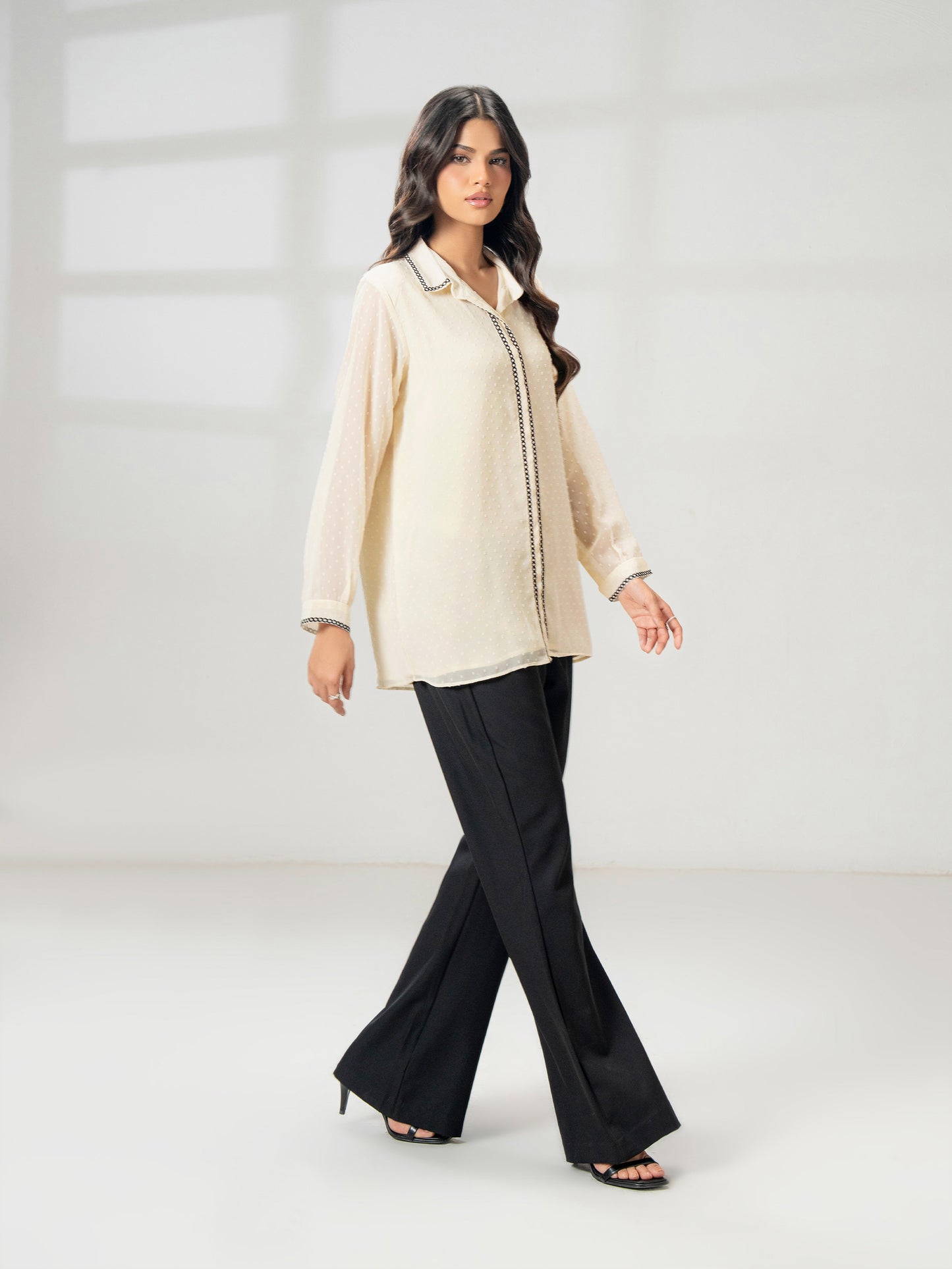 Embroidered Chiffon Top