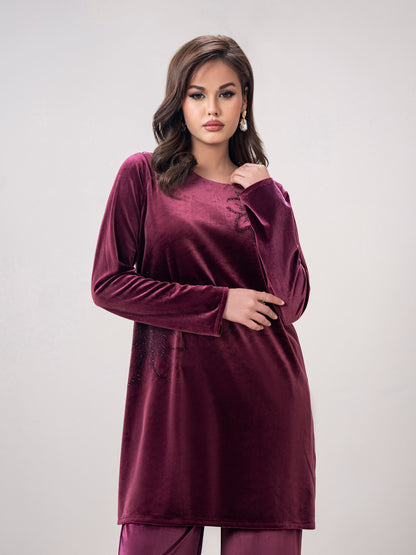 Velour Co-ord set- Embroidered