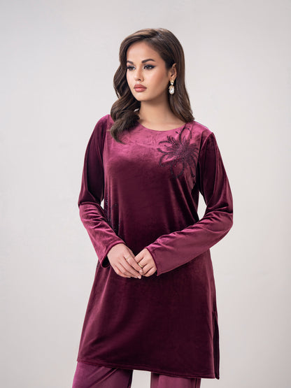 Velour Co-ord set- Embroidered