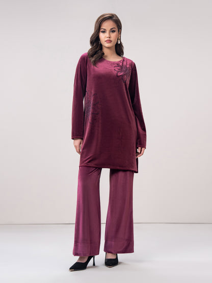 Velour Co-ord set- Embroidered