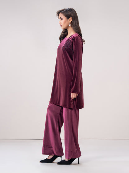 Velour Co-ord set- Embroidered