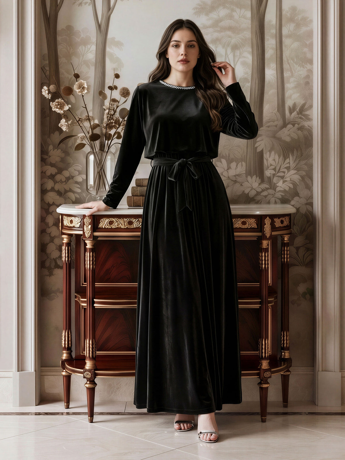 Velour Dress- Embellished