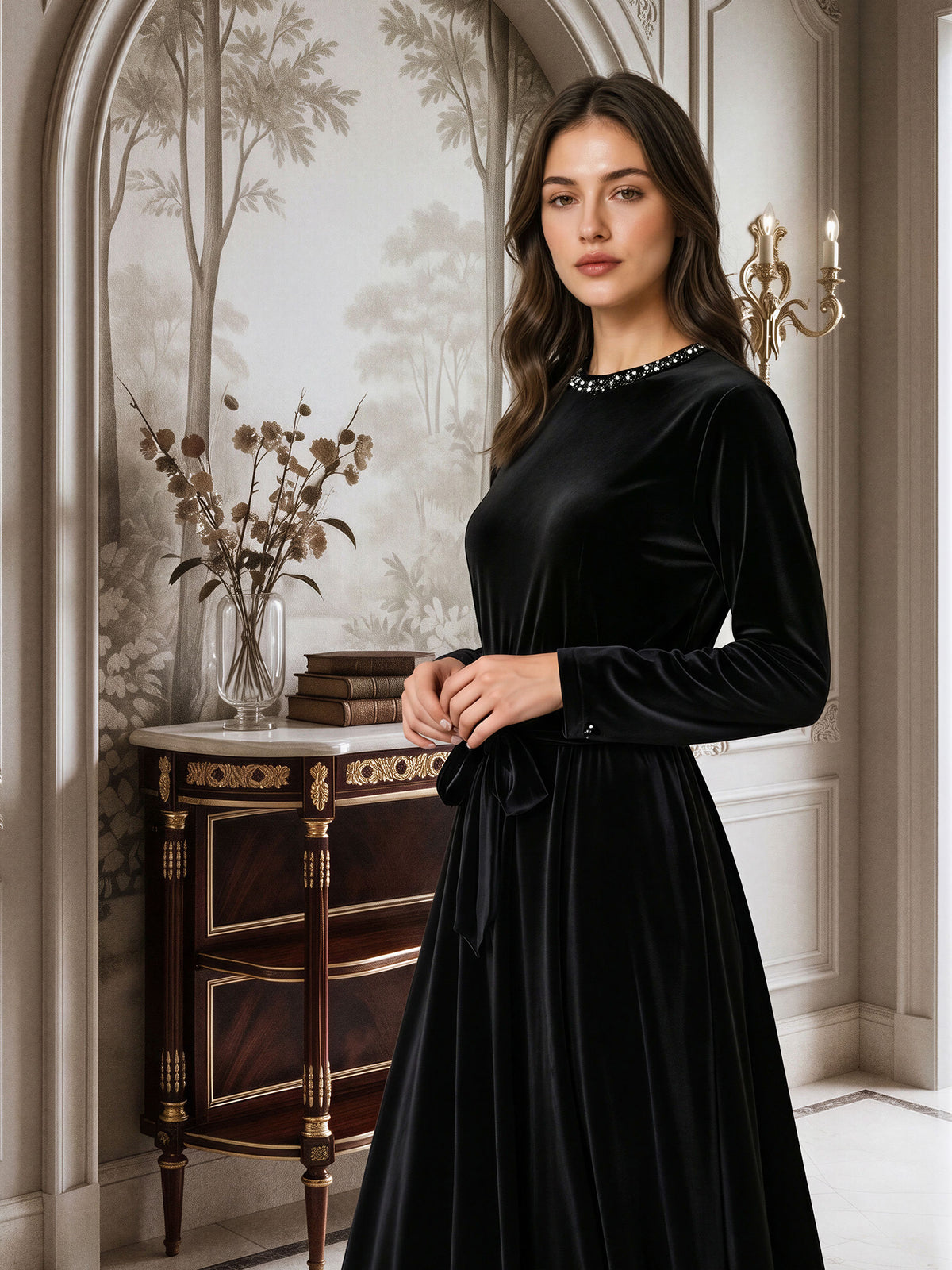 Velour Dress- Embellished