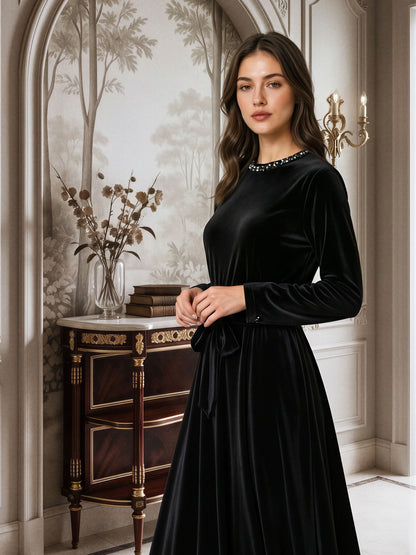 Velour Dress- Embellished