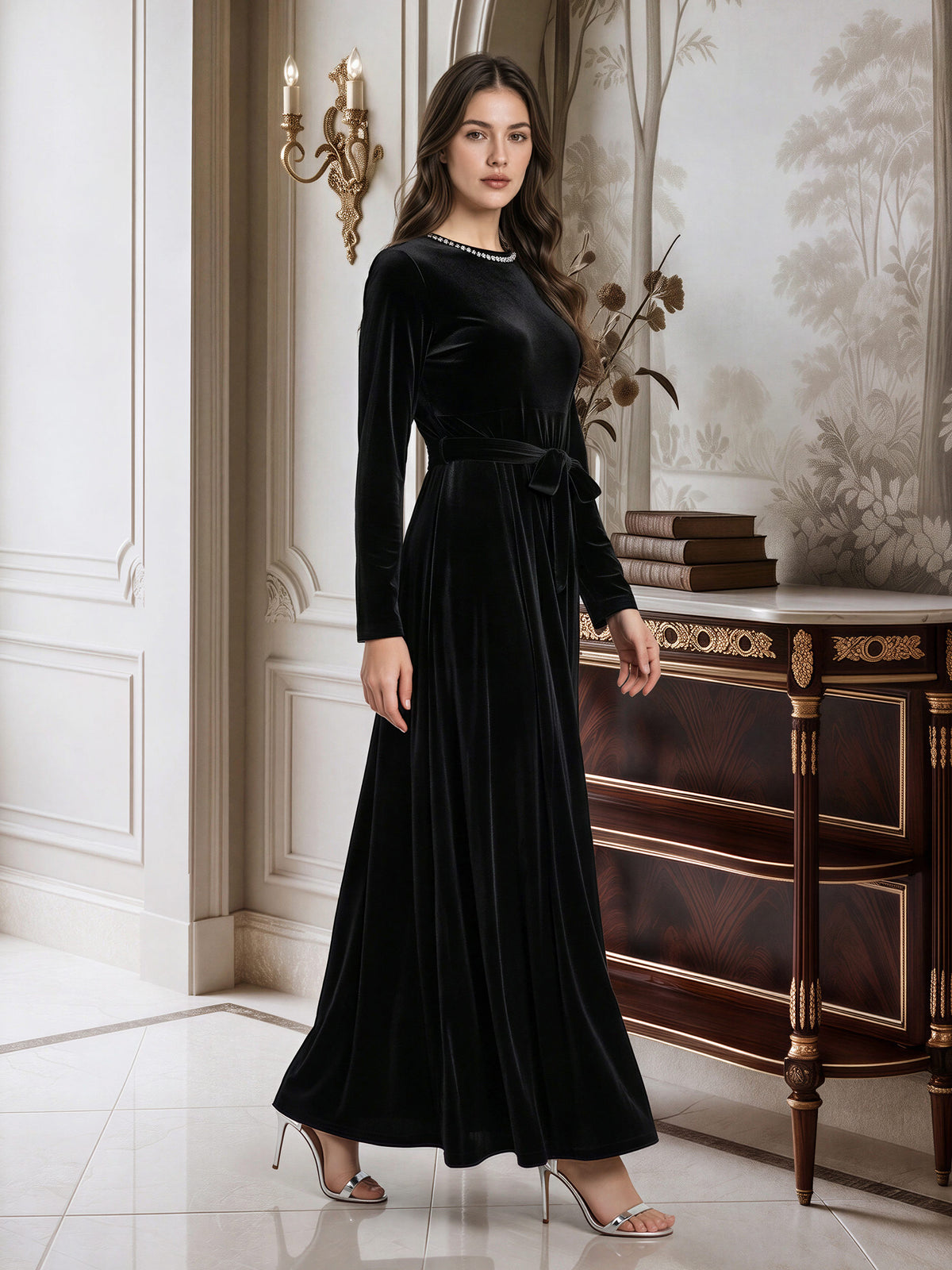 Velour Dress- Embellished
