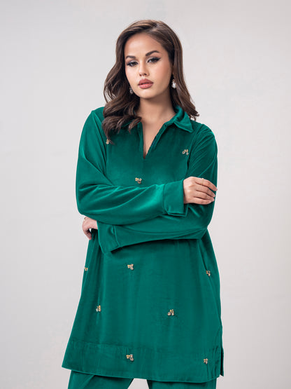 Velour Co-ord Set- Embroidered