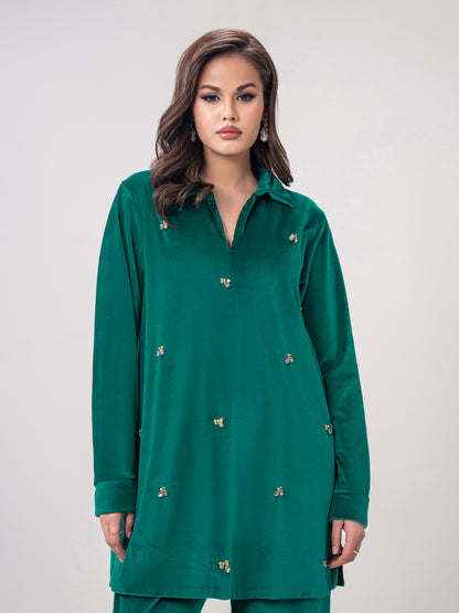 Velour Co-ord Set- Embroidered