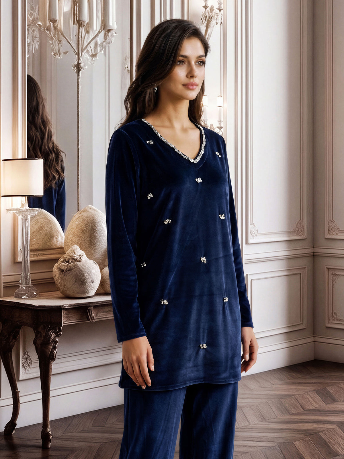 Velour Co-ord Set- Embellished