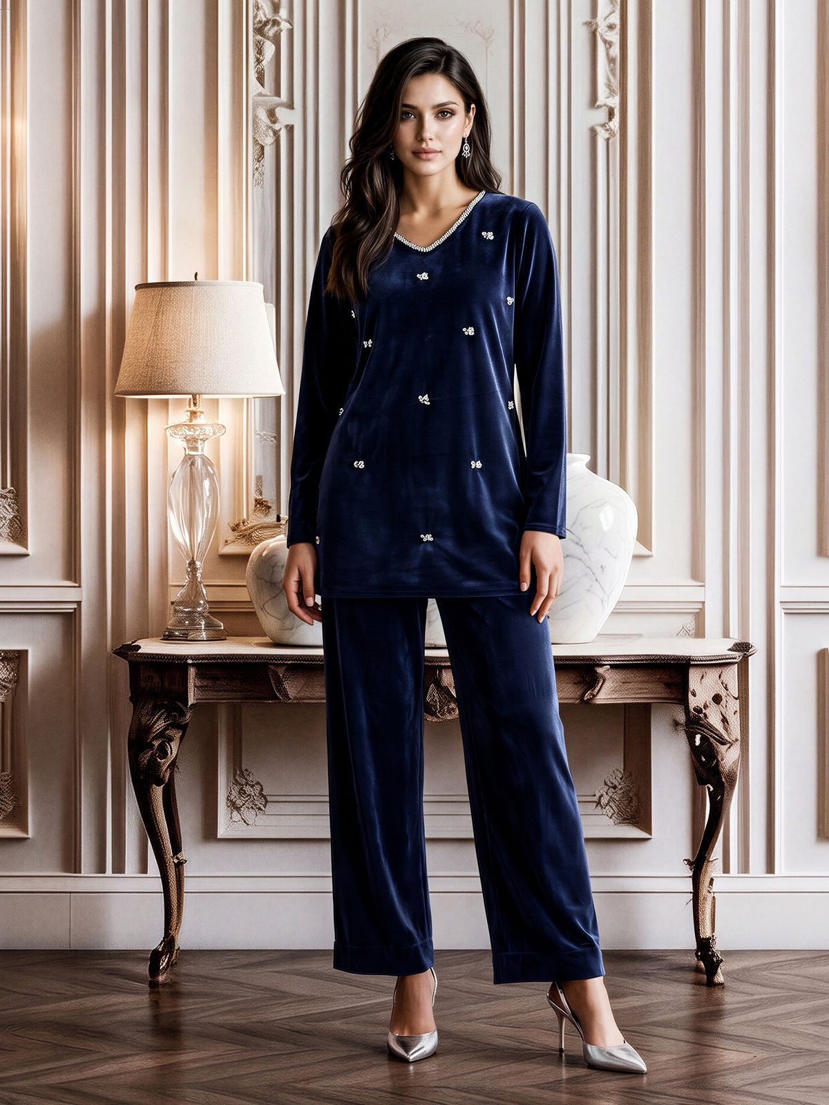 Velour Co-ord Set- Embellished