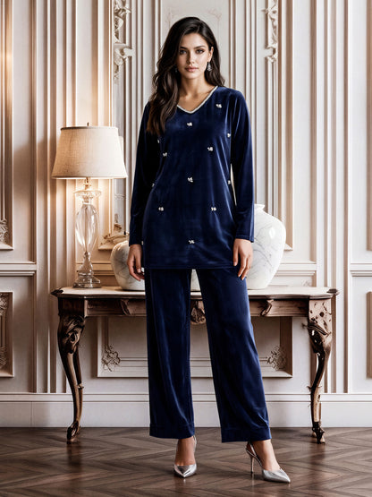 Velour Co-ord Set- Embellished