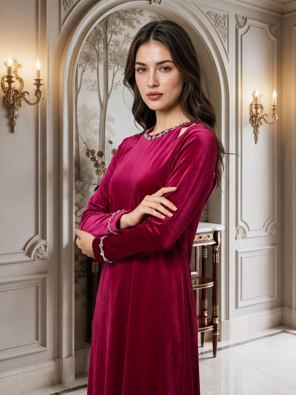 Velour Dress- Embellished