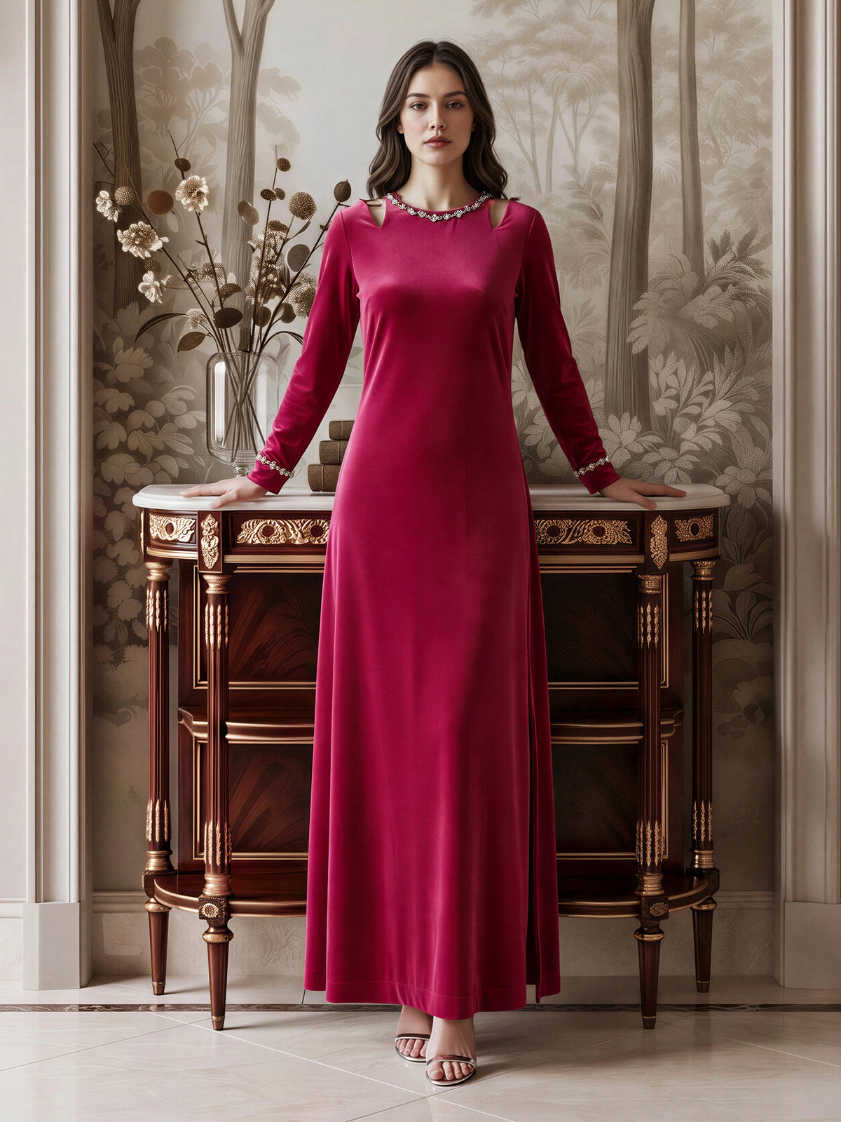 Velour Dress- Embellished