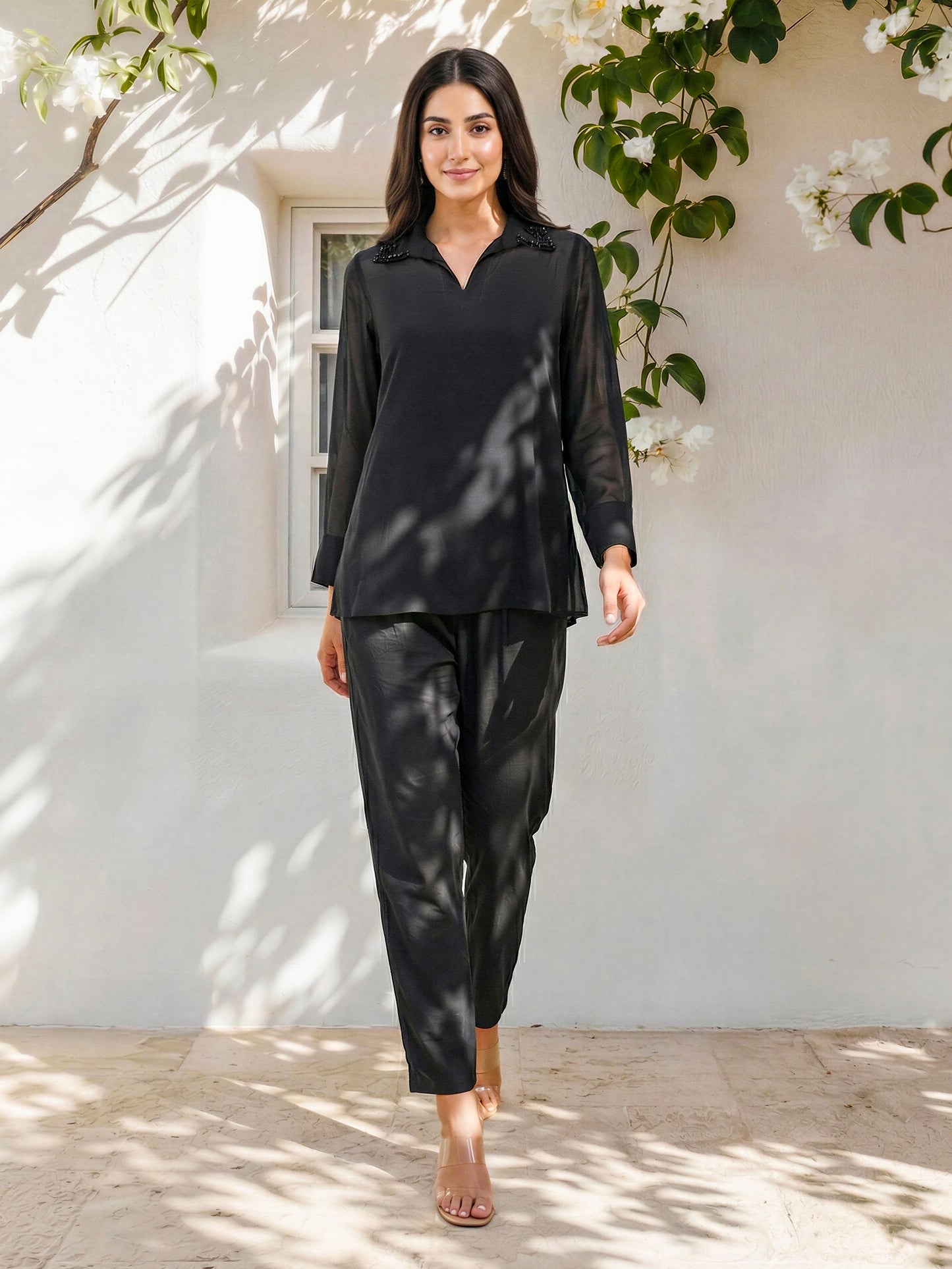 Self Jacquard Top- Embroidered