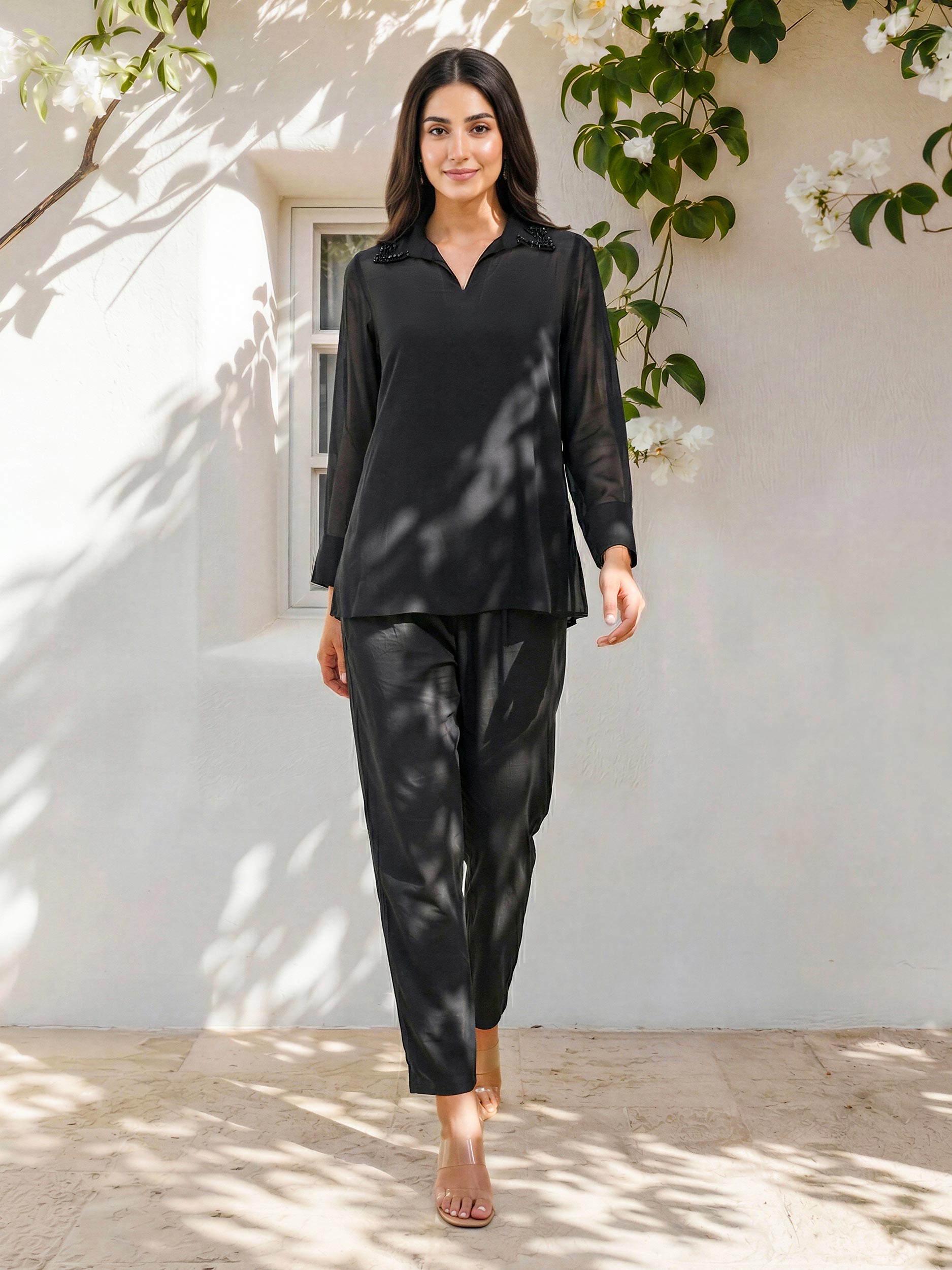 Self Jacquard Top- Embroidered
