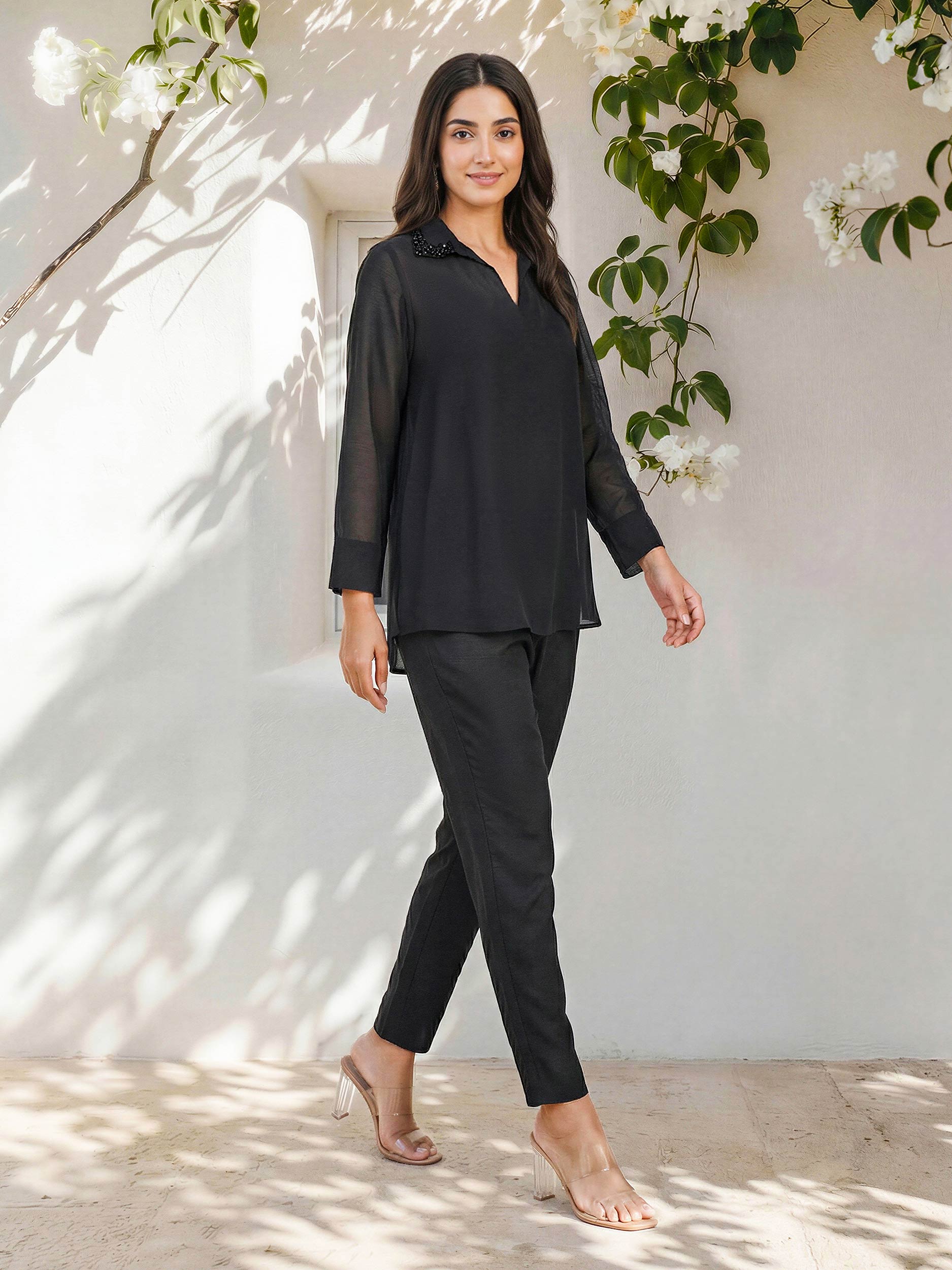 Self Jacquard Top- Embroidered