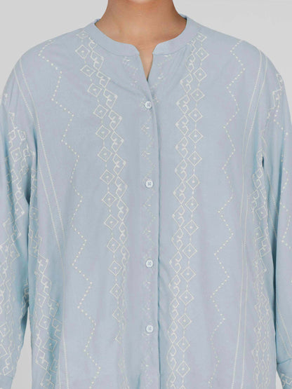 Denim Top- Embroidered