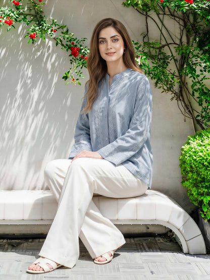 Denim Top- Embroidered