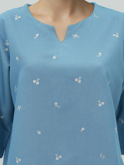 Denim Co-ord set- Embroidered