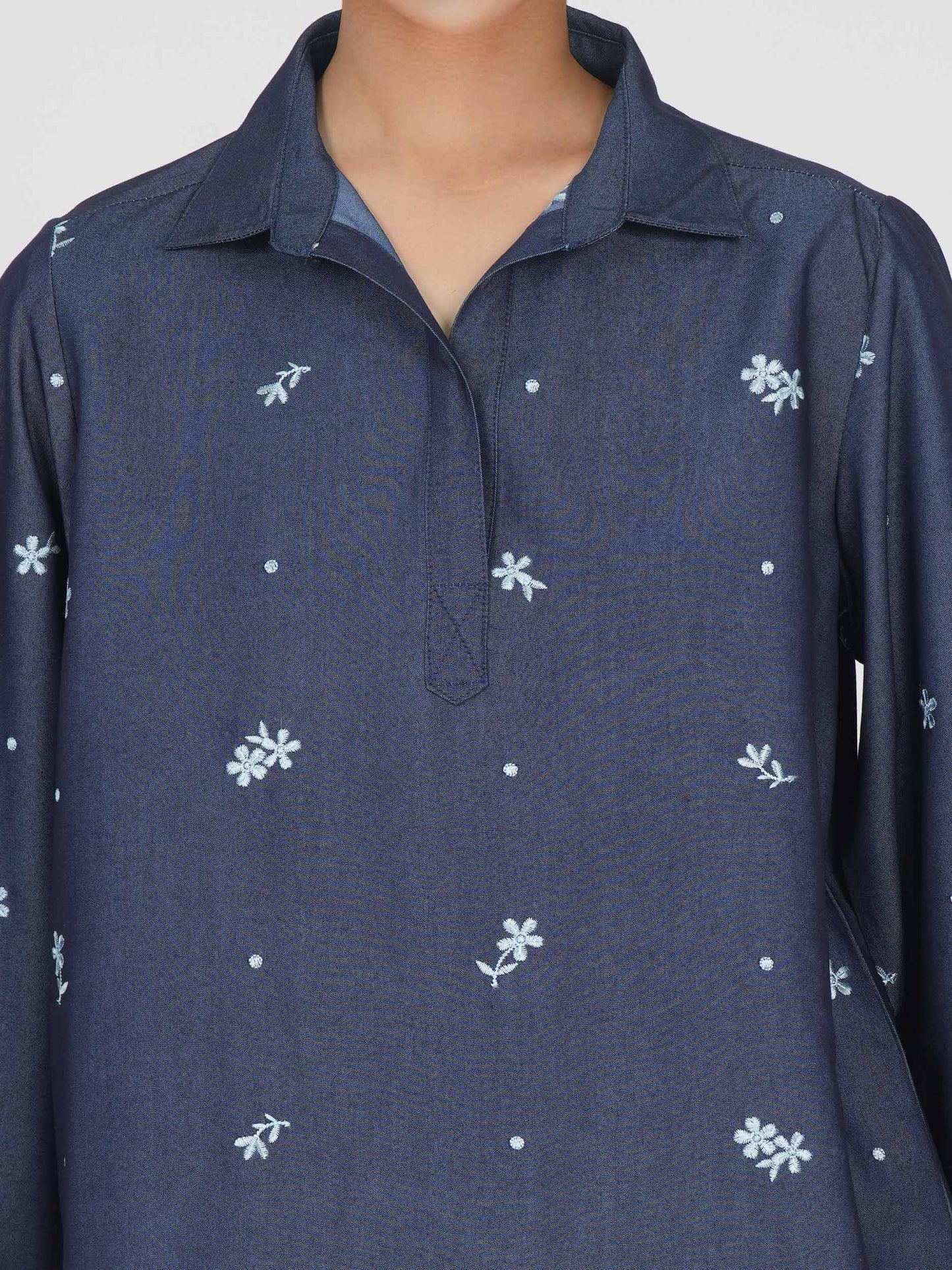 Denim Co-ord Set- Embroidered