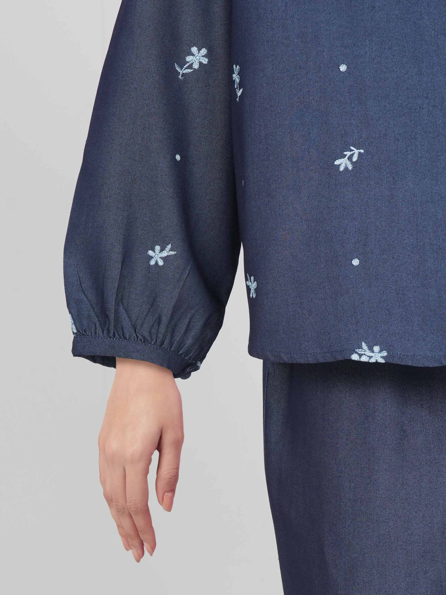 Denim Co-ord Set- Embroidered