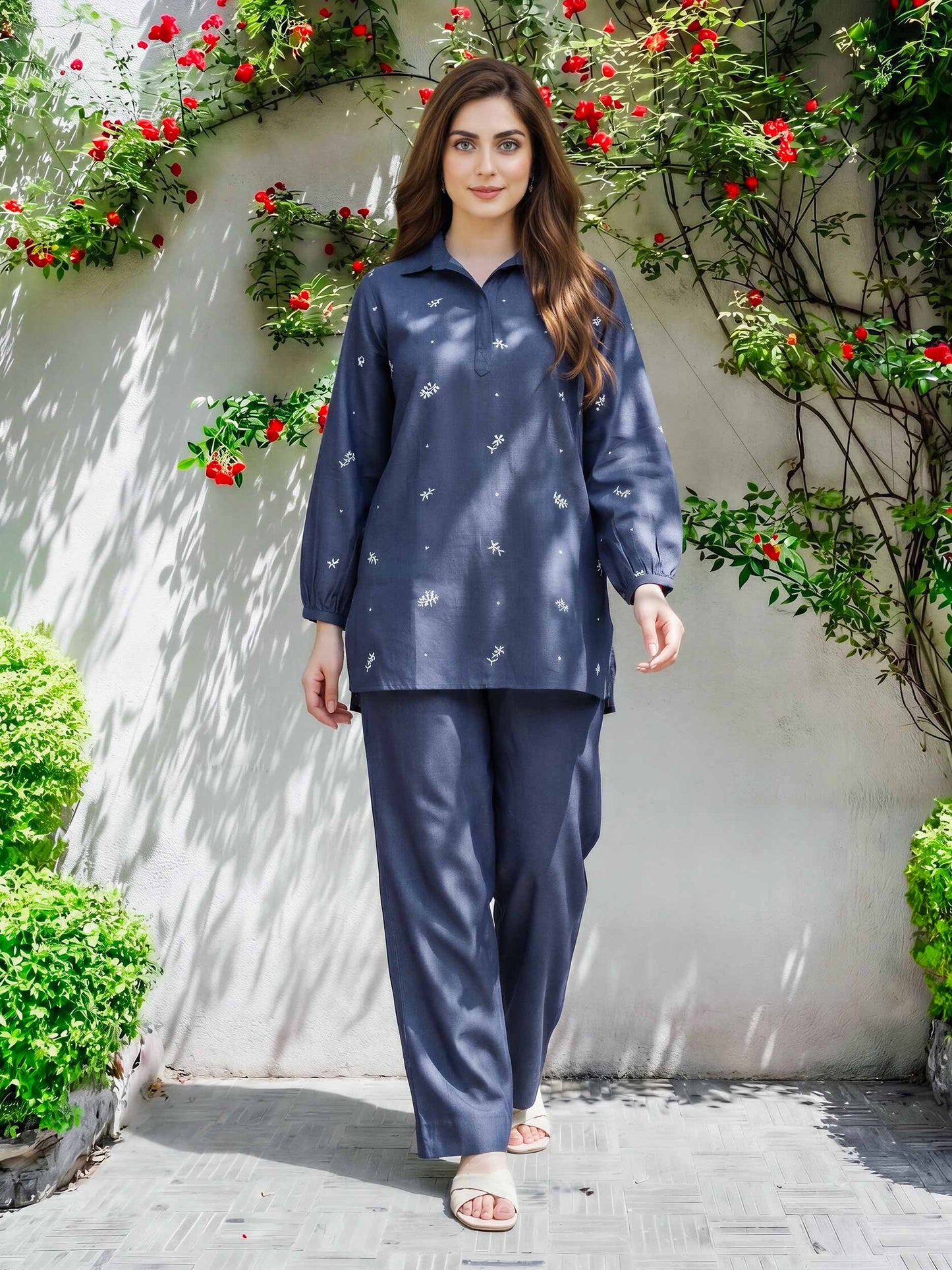 Denim Co-ord Set- Embroidered