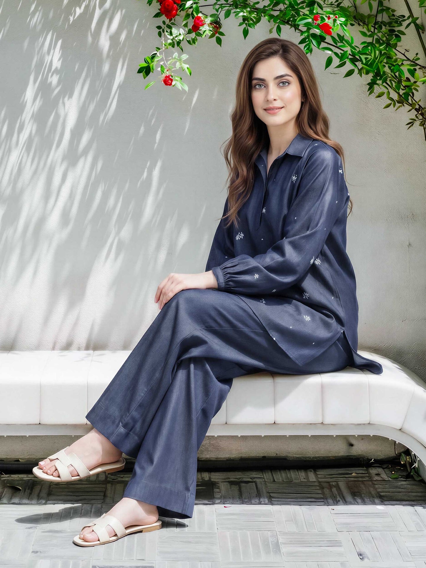 Denim Co-ord Set- Embroidered