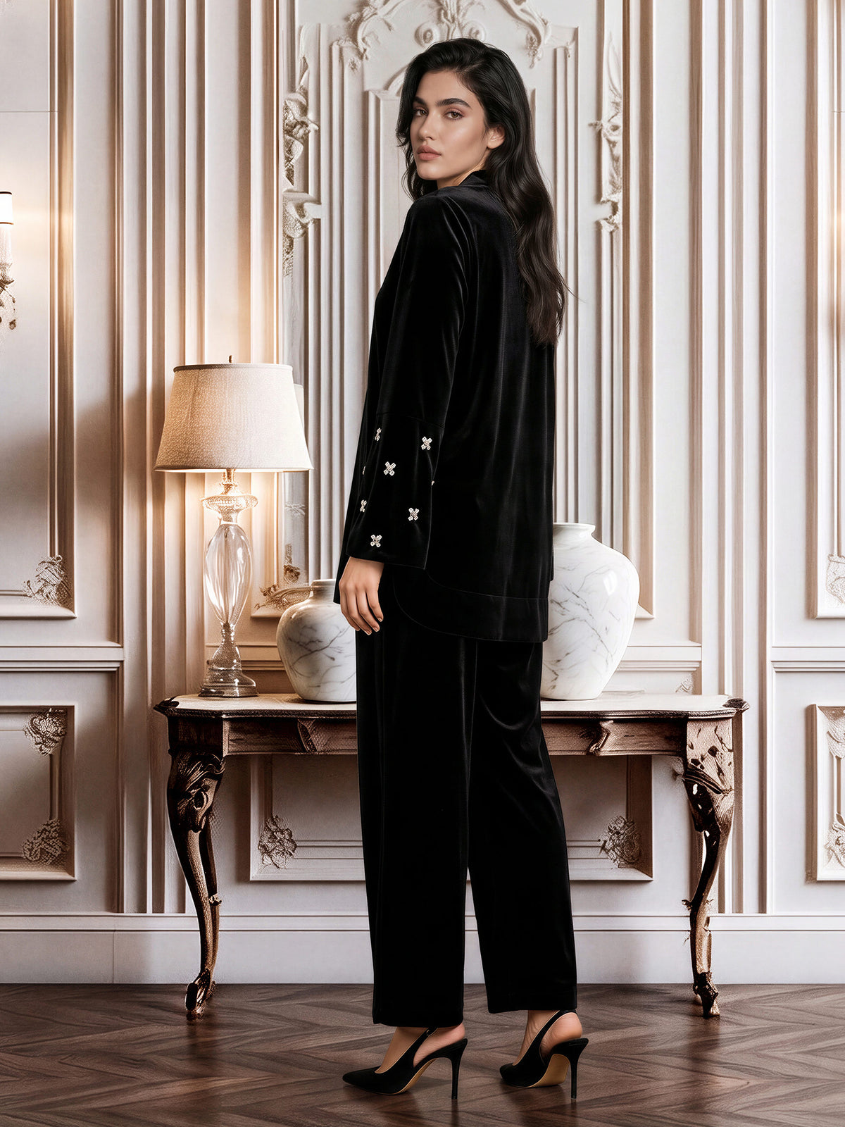 Velour Co-ord Set- Embellished