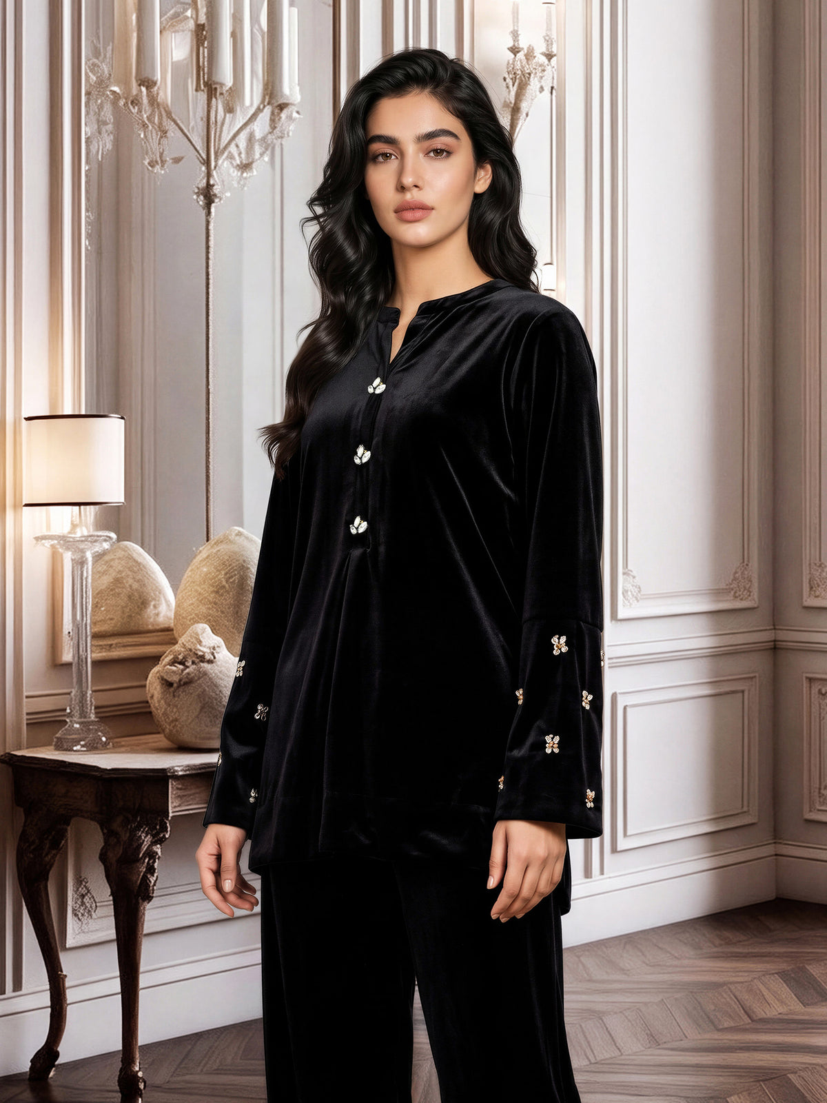 Velour Co-ord Set- Embellished