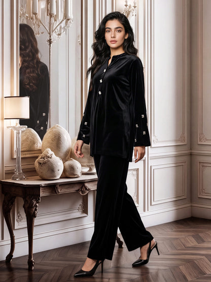 Velour Co-ord Set- Embellished