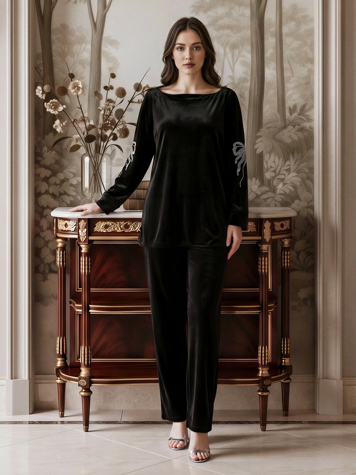 Velour Co-ord Set- Embellished