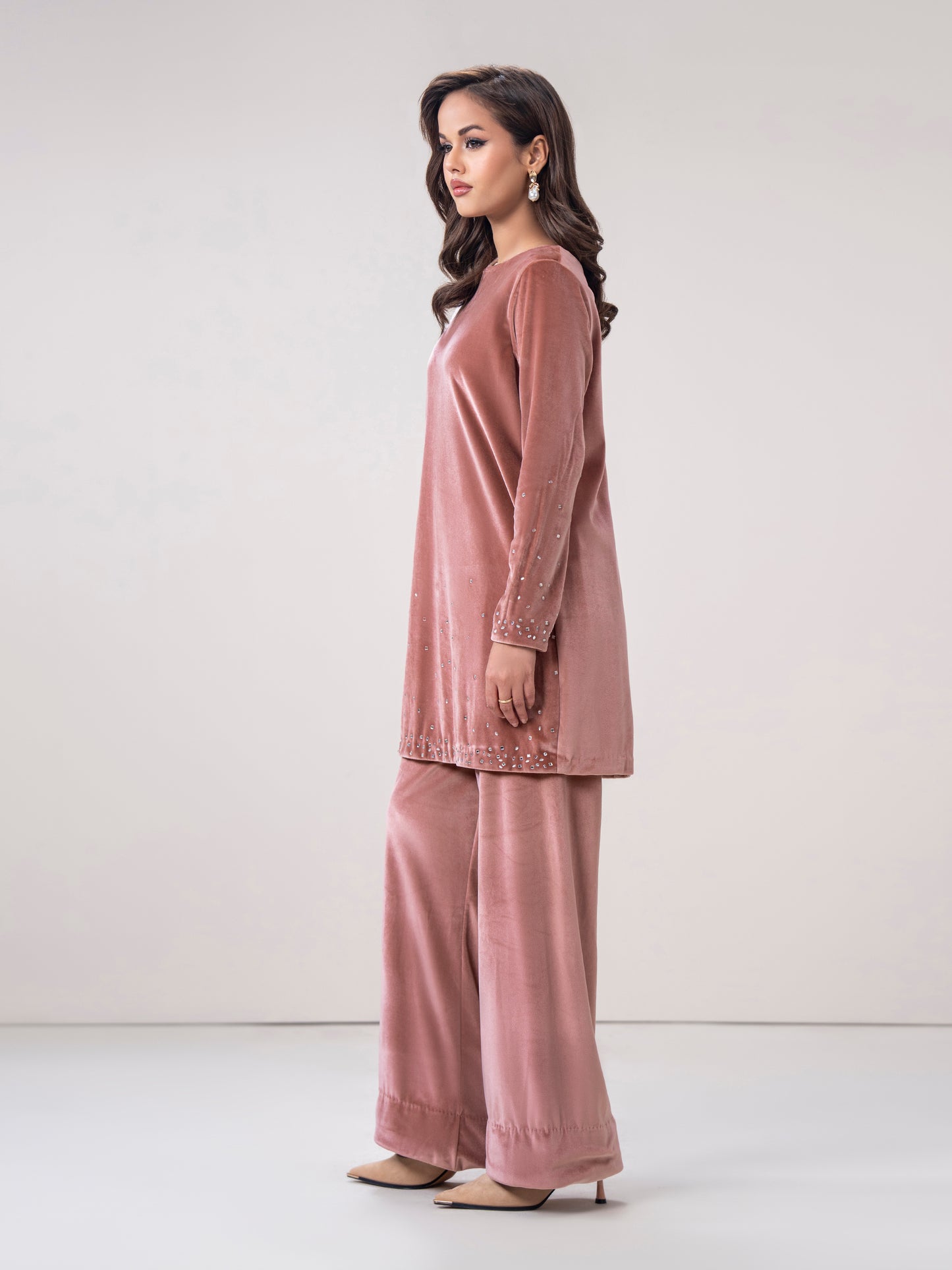 Velour Co-ord Set- Embroidered