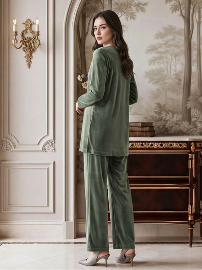Velour Co-ord Set- Embellished
