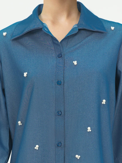 Chambray Top- Embellished