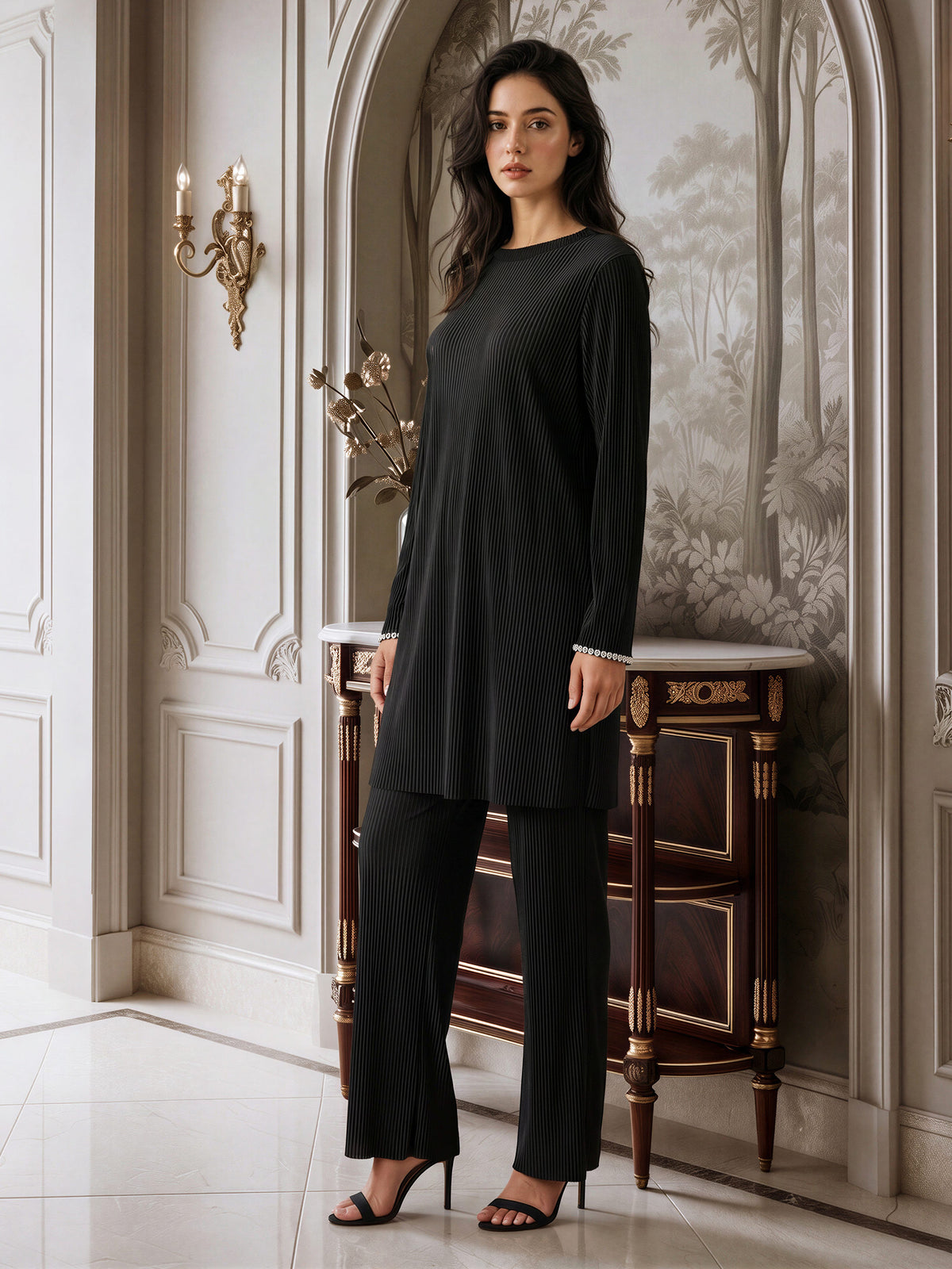 Velour Shimmer Co-ord- Embellished