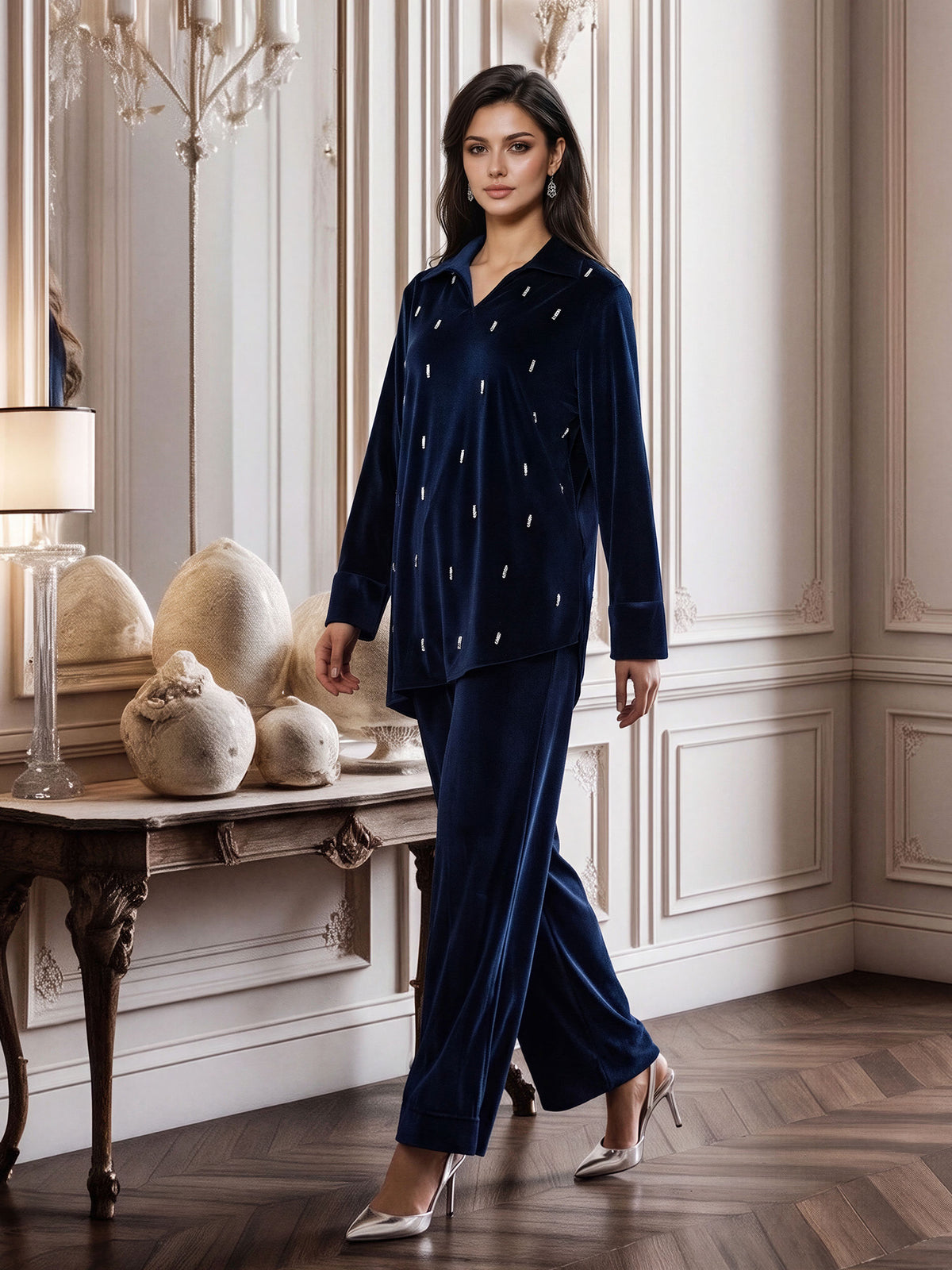 Velour Shimmer Drop Corner Co-ord