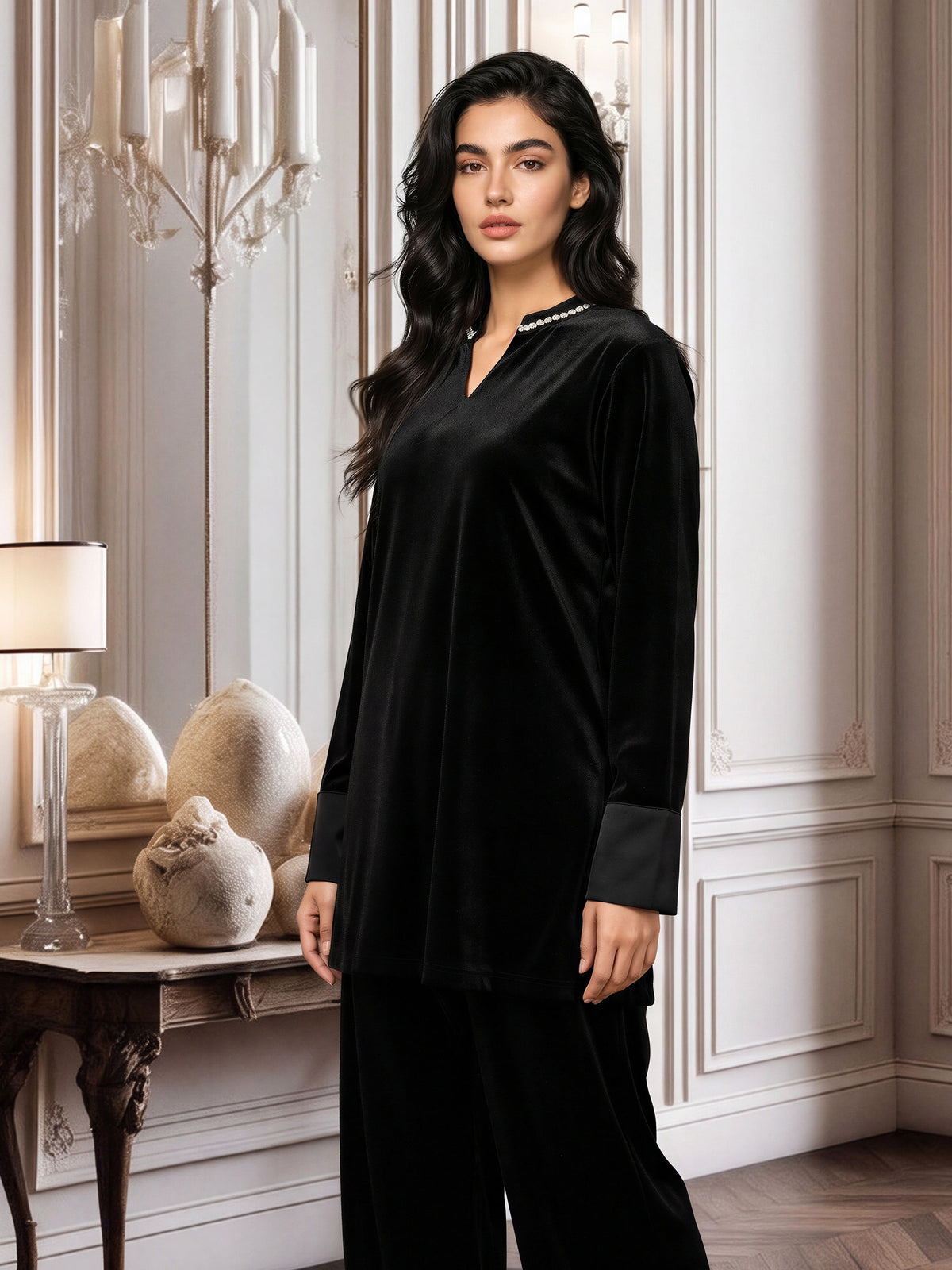 Velour Shimmer Co-ord- Embellished