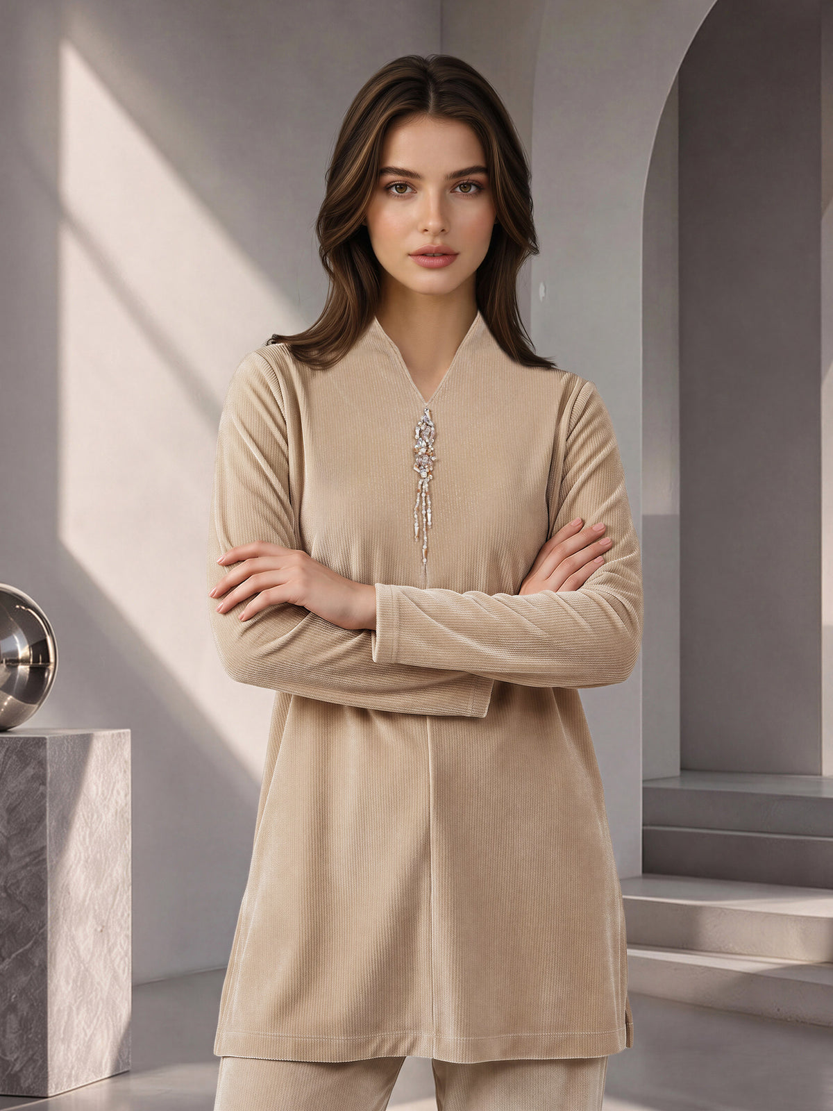 Velour Shimmer Co-ord- Embellished