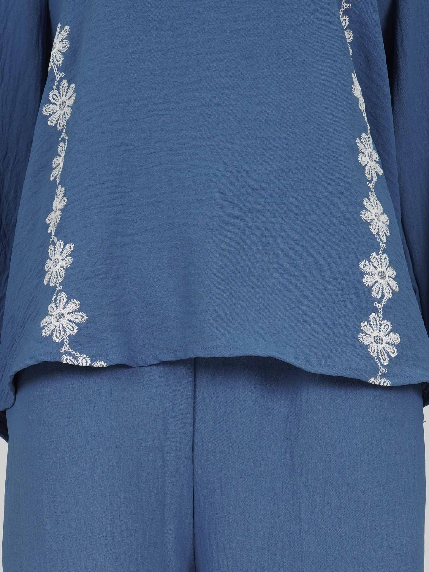 Textured Cotton Co-ord Set- Embroidered