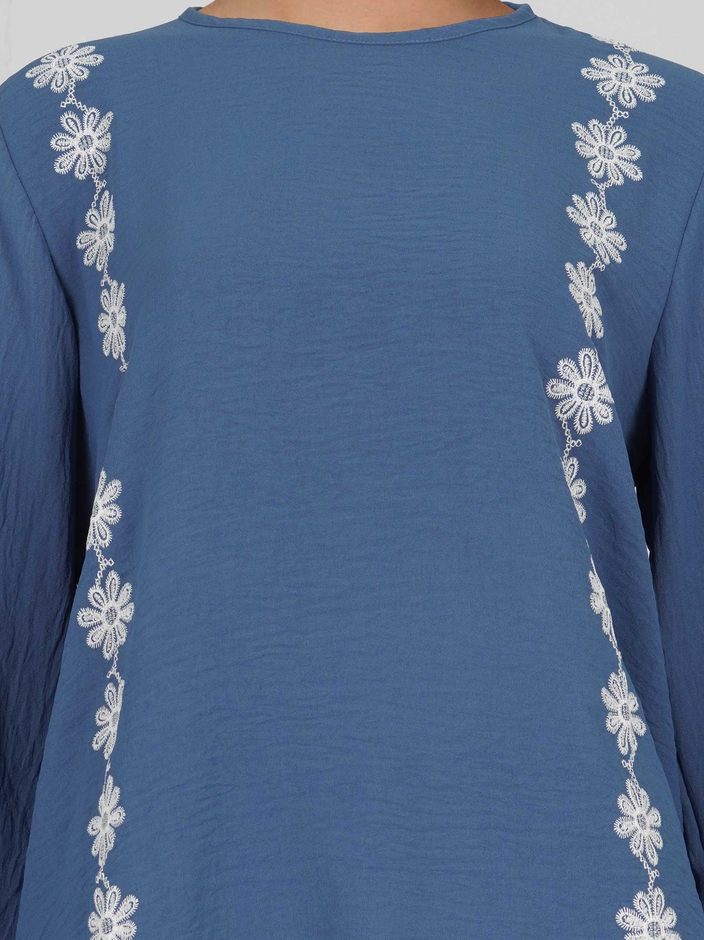 Textured Cotton Co-ord Set- Embroidered