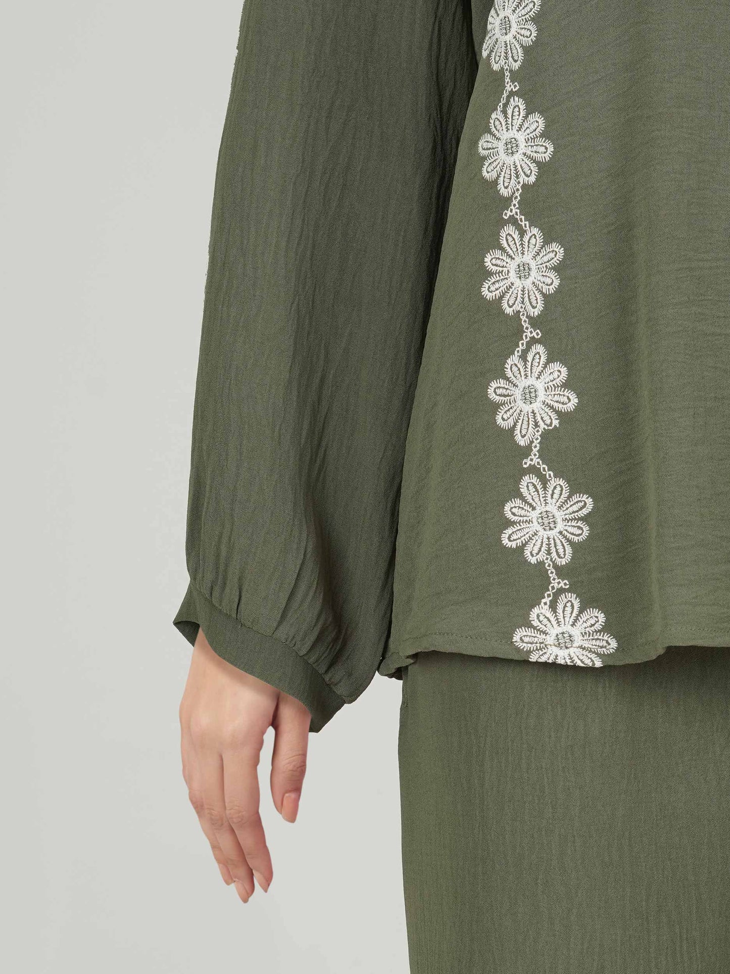 Textured Cotton Co-ord Set- Embroidered