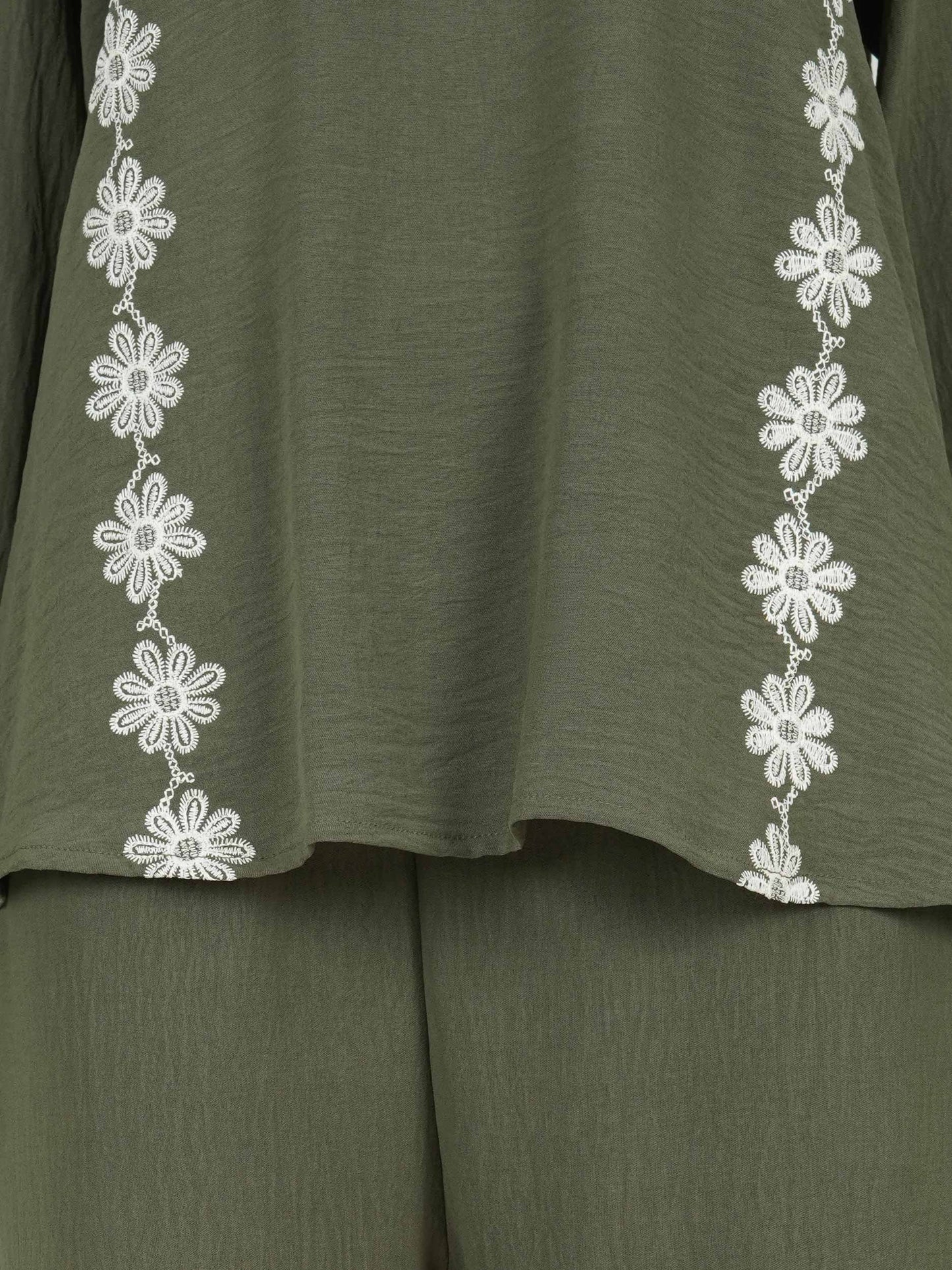 Textured Cotton Co-ord Set- Embroidered