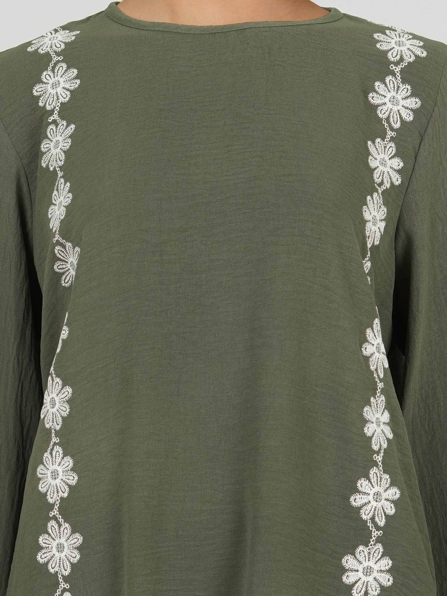 Textured Cotton Co-ord Set- Embroidered